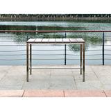 Stone Indoor/Outdoor Bar Table Recycling teak wood and brushed stainless steel Base