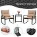 FDW 3 Pieces Wicker Outdoor Set with a High-Quality Tempered Glass Coffee Table Black steel 2