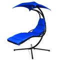Topbuy Patio Hammock Chair Floating Hanging Chaise Lounge Chair with Canopy Blue
