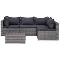 Lixada 5 Piece Garden Sofa Set with Cushions Pillows Poly Rattan Gray