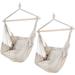 ZENY Set of Two Cotton Hammock Hanging Rope Chair Porch Swing Seat- Beige