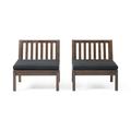Noble House Caswell Outdoor Acacia Wood Club Chair in Dark Brown (Set of 2)