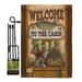 Welcome to the Cabin Nature Farm Animals Impressions Decorative Vertical 13 x 18.5 Double Sided Garden Flag Set Metal Pole Hardware
