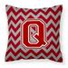 Carolines Treasures CJ1049-QPW1414 Letter Q Chevron Maroon & White Fabric Decorative Pillow 14 x 3 x 14 in.