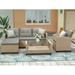 enyopro Outdoor Patio Conversation Set 4 PCS All-Weather PE Rattan Sectional Sofa with Tea Table and Cushions Manual-Woven Wicker Couch Chair Set Outdoor Patio Deck Garden Bistro Set B738