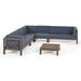 GDF Studio Bunny Outdoor 7 Seater Acacia Wood Sectional Sofa Set Gray and Dark Gray