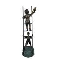 Two Kids Climb a Ladder Saving a Cat Bronze Statue - Size: 35 L x 24 W x 81 H.