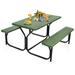 Gymax Picnic Table Camping Picnic Bench Set Backyard Garden Patio Dining Party Green