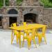 Flash Furniture Commercial Grade 31.5 x 63 Rectangular Yellow Metal Indoor-Outdoor Table Set with 4 Stack Chairs