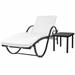 Anself Sun Lounger with Cushion and Table Backrest Adjustable Chaise Lounge Chair Poly Rattan for Pool Patio Balcony Garden Outdoor Furniture 76 x 25.6 x 22 Inches (L x W x H)