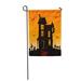 LADDKE Orange Halloween Haunted Mansion Spooky House Blue Bats Cat Garden Flag Decorative Flag House Banner 28x40 inch