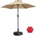 SMILE MART 7.5FT Patio Umbrella with 20 Patio Umbrella Base Stand Tan