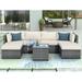 enyopro Patio Conversation Set 7 Piece PE Wicker Furniture Chair Set with Table Ottoman & Cushions All-Weather Outdoor Cushioned Sectional Sofa Chairs Rattan Sofa Set for Patio Deck Yard K2598