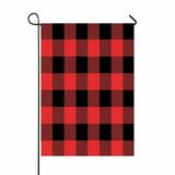 ABPHQTO Red And Black Tartan Plaid Checkered Pattern Home Outdoor Garden Flag House Banner Size 28x40 Inch