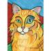 Toland Home Garden Pawcasso- Longhaired Orange Cat Flag Double Sided 12x18 Inch