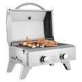SamyoHome Propane Grill Portable Double Head Small Oven 20 000BTU Stainless Steel Silver