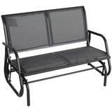 Outsunny 2-Person Outdoor Glider Bench Patio Double Swing Rocking Chair Loveseat w/ Powder Coated Steel Frame for Backyard Garden Porch Gray