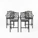 Noble House San Blas Outdoor Barstool with Cushion in Charcoal (Set of 4)