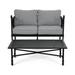 Amiaya Outdoor Aluminum Loveseat and Coffee Table with Cushions Light Gray and Matte Black