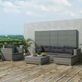 Andoer 6 Piece Garden Set with Cushions Poly Rattan Gray