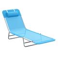 Outsunny Folding Chaise Lounge Pool Chairs Outdoor Sun Tanning Chairs with Pillow Reclining Back Steel Frame & Breathable Mesh for Beach Yard Patio Blue