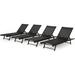 Noble House Castiel Reclining Aluminum Outdoor Chaise Lounge - Set of 4 Black/Dark Gray
