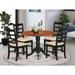 East West Furniture 5 Piece Kitchen Table Set Includes a Round Dining Table and 4 Kitchen Chairs, Black & Cherry (Seat Options)