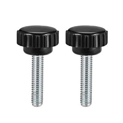 M6x30mm Male Thread Knurled Clamping Knobs Grip Thumb Screw on 2Pcs - Black,Silver Tone