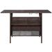 Patio Rattan Bar Counter Table with Steel Shelves for Garden