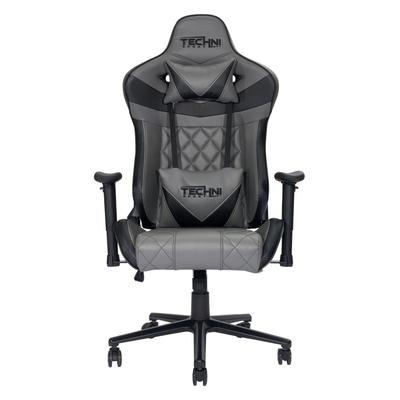 55.25" Vibrant Gray and Black Unique Techni Sports XL Comfortable Gaming Chair