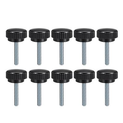 M8 x 40mm Male Thread Knurled Clamping Knobs Grip Thumb Screw on Type 10 Pcs - Black,Silver Tone