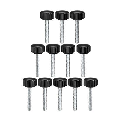 M4 x 30mm Male Thread Knurled Clamping Knobs Grip Thumb Screw on Type 12 Pcs - Black,Silver Tone