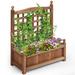 Costway Solid Wood Planter Box with Trellis Weather-Resistant Outdoor - 25'' (L) X 11'' (W) X 30'' (H)