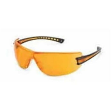 Luminary Wraparound Orange Anti-Scratch Lens Black Temple Lightweight Safety Glasses