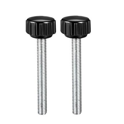M5x40mm Male Thread Knurled Clamping Knobs Grip Thumb Screw on 2Pcs - Black,Silver Tone