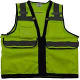 Petra Roc ANSI-ISEA Class 2 Deluxe 8-Pocket High Visibility Heavy Duty Surveyors Safety Vest - Medium