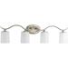 Inspire Collection Four-Light Brushed Nickel Etched Glass Traditional Bath Vanity Light