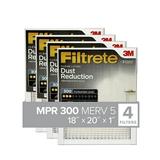 Filtrete 18x20x1 Air Filter MPR 300 MERV 5 Dust Reduction 4 Filters