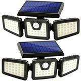 Solar Lights Outdoor Wireless LED Solar Motion Sensor Lights Outdoor; 3 Adjustable Heads 270 Wide Angle Illumination IP65 Waterproof Security LED Flood Light- 2 Pack set