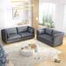 BALUS 2 Pieces of Living Room Furniture Set Modern Linen Sectional sofa include 3-Seater Sofa & Loveseat Convertible Sofa Couch with Adjustable Armrests for Living Room (Dark Grey)