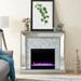 SEI Furniture Shroplynn Freestanding Mirrored Electric Fireplace in Antique Silver Finish with Marble