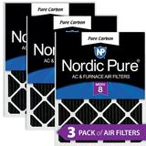 Nordic Pure 8x20x1 Pure Carbon Pleated Odor Reduction Furnace Filters 3 Pack