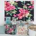 East Urban Home Red Vintage Roses & Berries On Black - 3 Piece Print Canvas in Green | 28 H x 36 W x 1 D in | Wayfair