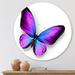 East Urban Home Violet & Blue Butterfly - Modern Metal Circle Wall Art Metal in Indigo | 11" H x 11" W x 1" D | Wayfair