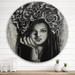 East Urban Home Portrait Of A Young Lady w/ Flowers III - Modern Metal Circle Wall Art Metal in White | 36 H x 36 W x 1 D in | Wayfair