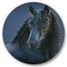 East Urban Home Frisian Horse Portrait - Farmhouse Metal Circle Wall Art Metal in Blue | 11 H x 11 W x 1 D in | Wayfair