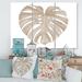 East Urban Home Ivory Pastel Monstera Heart Shaped Tropical Leaf - 3 Piece Wrapped Canvas Painting Canvas | 28 H x 36 W x 1 D in | Wayfair