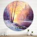 East Urban Home Winter Scenery w/ Bridge Of Meandering River II - Lake House Metal Circle Wall Art Metal in Yellow | 36" H x 36" W x 1" D | Wayfair