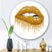East Urban Home Woman Lips w/ Glitter Gold Sparkles - Modern Metal Circle Wall Art Metal | 11" H x 11" W x 1" D | Wayfair