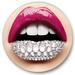 East Urban Home Woman Lips w/ Lipstick White Diamonds - Modern Metal Circle Wall Art Metal in Pink | 11 H x 11 W x 1 D in | Wayfair